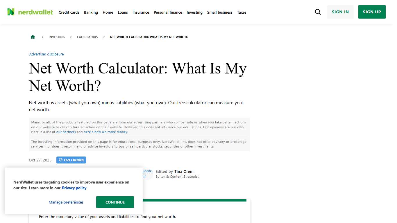 Net Worth Calculator: What Is My Net Worth? - NerdWallet